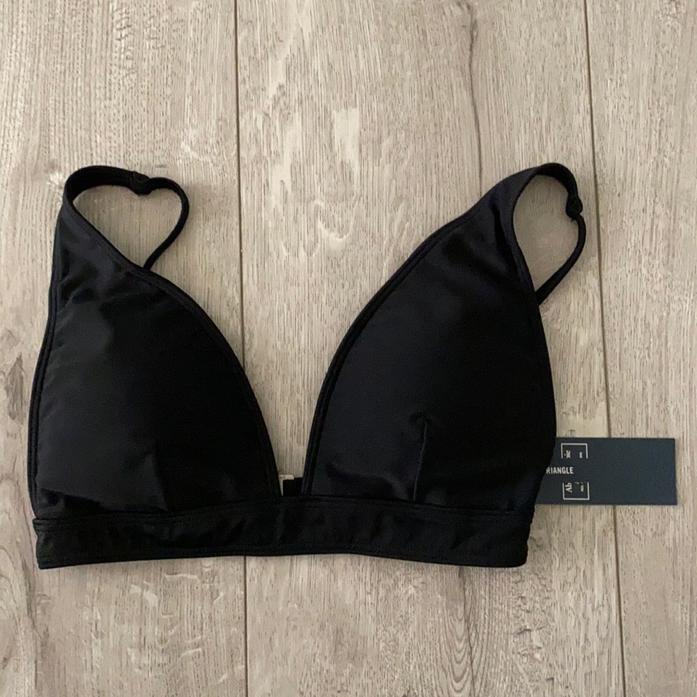 Black Plunge Triangle Bikini Top
